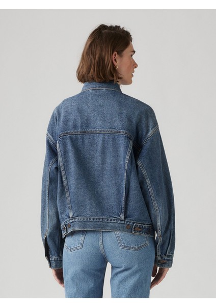 90S Trucker Kadın Mavi Jean Kot Ceket A1743-0122 fiyatları