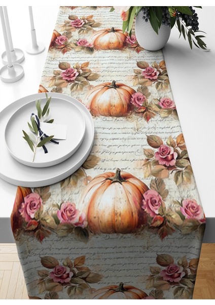 Sonbahar Serisi 140X40 cm Dijital Baskılı Runner (Halloween Autumn)