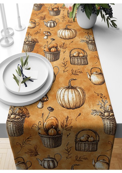 Sonbahar Serisi 140X40 cm Dijital Baskılı Runner (Halloween Autumn)