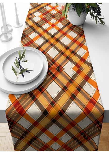 Sonbahar Ekose Serisi 140X40 cm Dijital Baskılı Runner (Halloween Autumn)