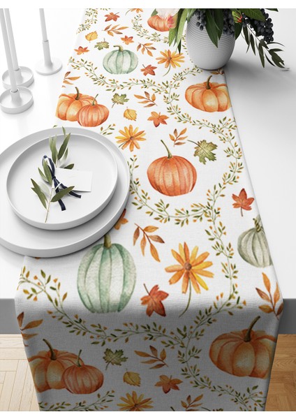 Sonbahar Serisi 140X40 cm Dijital Baskılı Runner (Halloween Autumn)