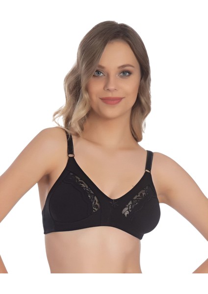 Penye Ara Dantelli Telsiz Toparlayıcı ( Balensiz Minimizer ) Siyah Sütyen EBRS1007