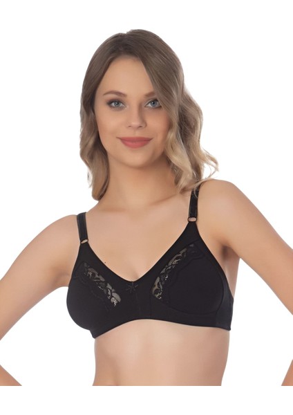 Penye Ara Dantelli Telsiz Toparlayıcı ( Balensiz Minimizer ) Siyah Sütyen EBRS1007 modelleri