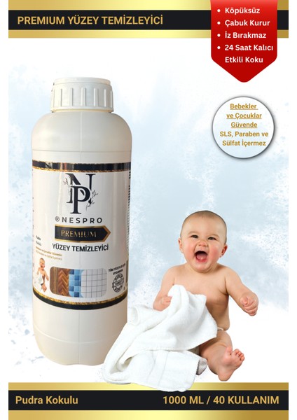 Premium Yüzey Temizleyici - Köpüksüz, Bebek ve Çocuk Yaşayan Evler Için Uygun 1 Lt