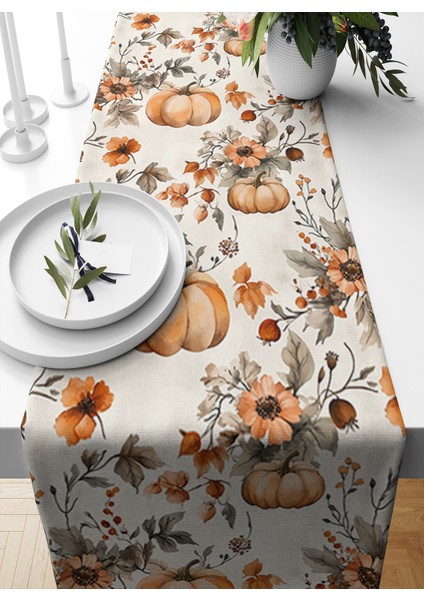 Sonbahar Serisi 140X40 cm Dijital Baskılı Runner (Halloween Autumn)