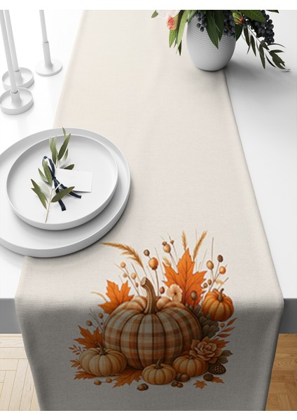 Sonbahar Serisi 140X40 cm Dijital Baskılı Runner (Halloween Autumn)