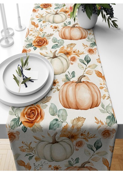 Sonbahar Serisi 140X40 cm Dijital Baskılı Runner (Halloween Autumn)