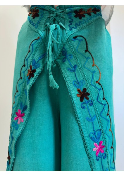 Kadın Etnik Ithal Hint Kapaklı Nakış Işleme Şalvar Pantalon