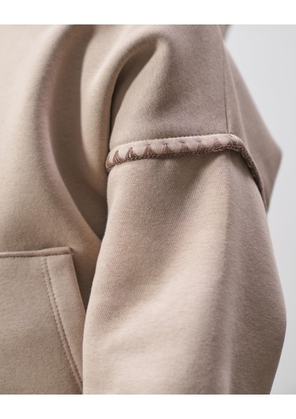 Kız Çocuk Pamuklu Bej Kapüşonlu Sweatshirt Eşofman Alt-Üst Takım - Rahat Günlük Giyim fırsatları