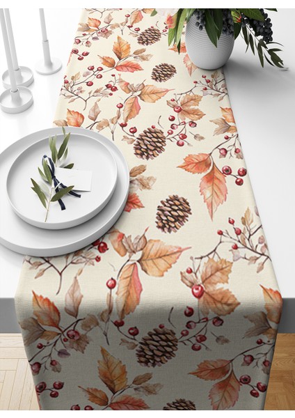 Sonbahar Serisi 140X40 cm Dijital Baskılı Runner (Halloween Autumn)