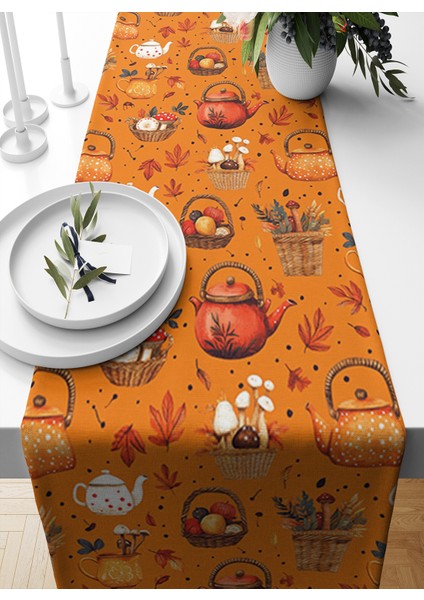 Sonbahar Serisi 140X40 cm Dijital Baskılı Runner (Halloween Autumn)