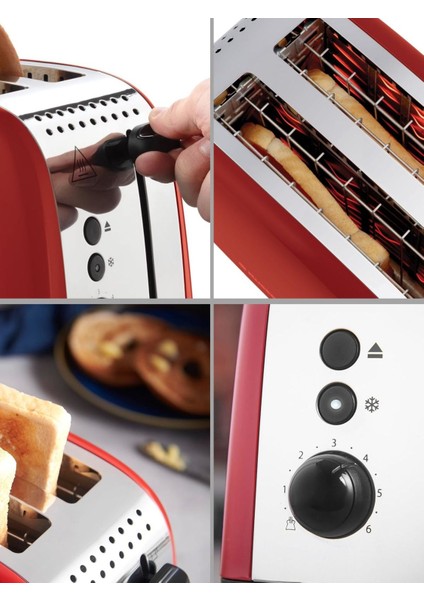 26554-56/RH Colours Plus 2 Dilim Ekmek Kızartma Makinesi - Kırmızı indirimleri