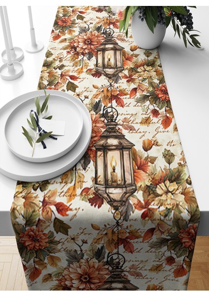 Sonbahar Serisi 140X40 cm Dijital Baskılı Runner (Halloween Autumn)