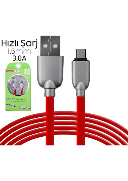 Ally USB Type-C Zinc Alloy Dayanıklı 3.0A 1.5mm USB KABLO-(5775)