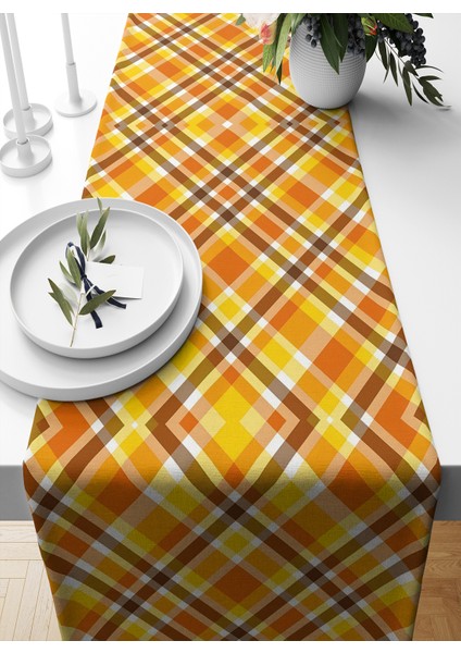 Sonbahar Ekose Serisi 140X40 cm Dijital Baskılı Runner (Halloween Autumn)