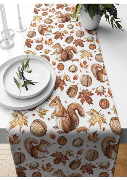 Sonbahar Serisi 140X40 cm Dijital Baskılı Runner (Halloween Autumn)