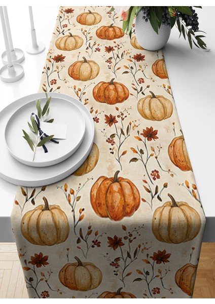 Sonbahar Serisi 140X40 cm Dijital Baskılı Runner (Halloween Autumn)