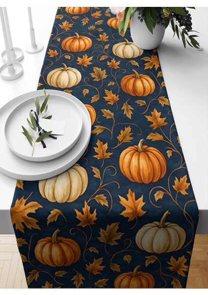 Sonbahar Serisi 140X40 cm Dijital Baskılı Runner (Halloween Autumn)