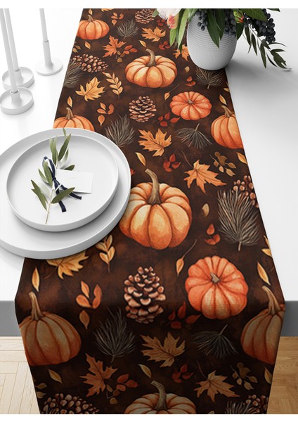 Sonbahar Serisi 140X40 cm Dijital Baskılı Runner (Halloween Autumn)
