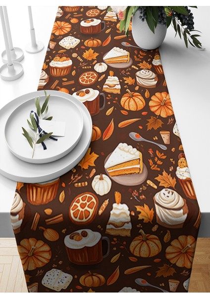 Sonbahar Serisi 140X40 cm Dijital Baskılı Runner (Halloween Autumn)