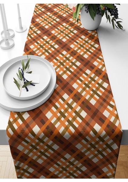 Sonbahar Ekose Serisi 140X40 cm Dijital Baskılı Runner (Halloween Autumn)