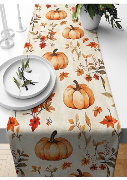 Sonbahar Serisi 140X40 cm Dijital Baskılı Runner (Halloween Autumn)