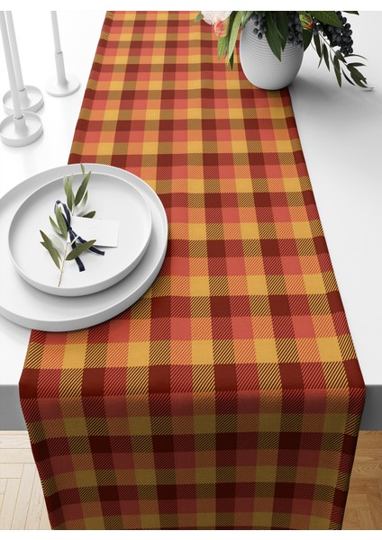 Sonbahar Ekose Serisi 140X40 cm Dijital Baskılı Runner (Halloween Autumn)