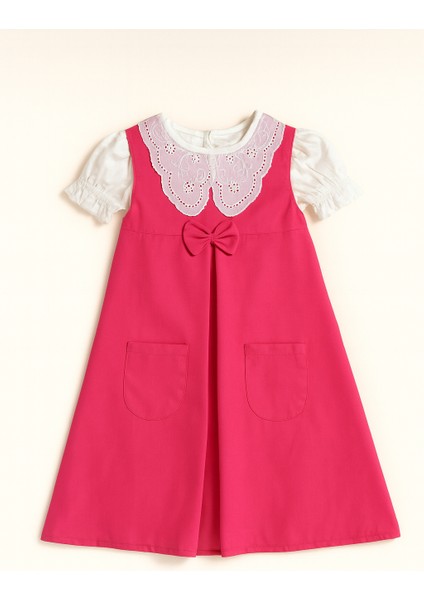 Dantel Yaka Şp Kurdeleli Elbise