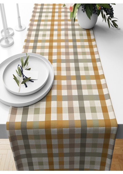 Sonbahar Ekose Serisi 140X40 cm Dijital Baskılı Runner (Halloween Autumn)