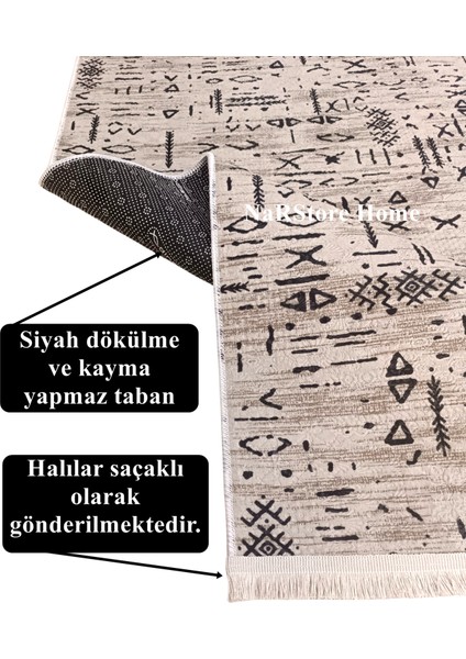 Iskandinav Kabartmalı Saçaklı Kahve Kaymaz Taban Yıkanabilir Kesme Yolluk Halı indirimleri