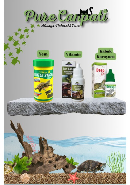 Ahm Stick Kaplumbağa Yemi + Tor-Axsol Vitamin + Deepfix Kabuk Koruyucu