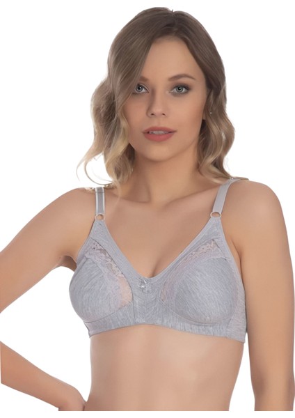 Penye Ara Dantelli Telsiz Toparlayıcı ( Balensiz Minimizer ) Gri Sütyen EBRG1007
