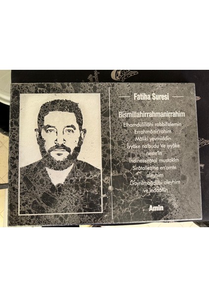Mezar Taşı Mermere Lazer İşleme Fotoğraf ve Özel Dua/Ayet Yazılı 30x45 - 30x50 - 30-60 modelleri