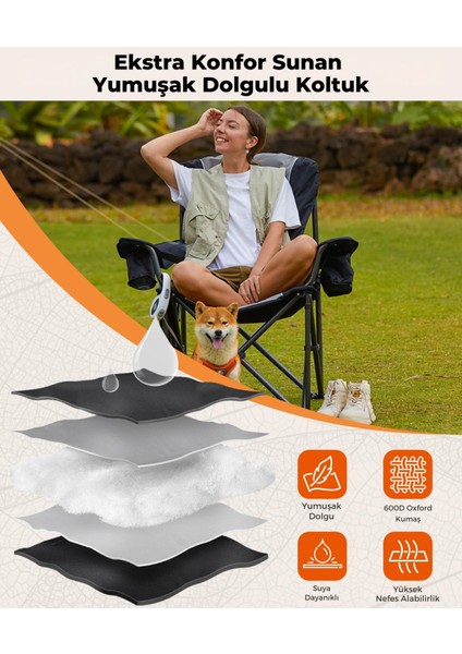 Kingcamp juniper Bel Destekli Ultra Konforlu Xl Kamp Sandalyesi L.grey fırsatları