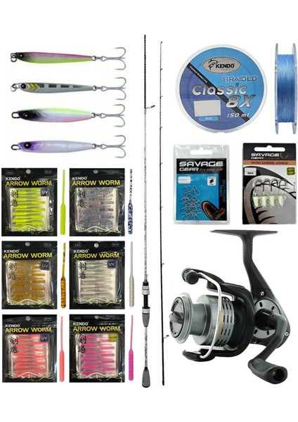 Yekoutdoor Arrow Worm Lrf Seti Kendo Kenshi Pro 2.10M 1-7 gr Olta Kamışı&okuma Revenger Rv-25 Fd Olta Makinesi