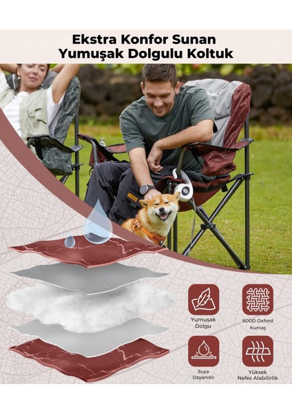 Kingcamp juniper Bel Destekli Ultra Konforlu Xl Kamp Sandalyesi Red/grey fırsatları