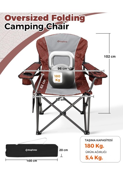 Kingcamp juniper Bel Destekli Ultra Konforlu Xl Kamp Sandalyesi Red/grey