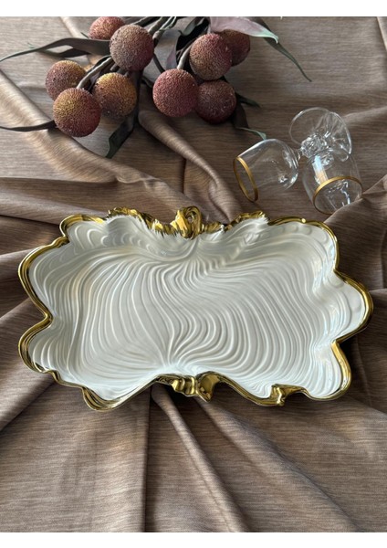 Albero Dikdörtgen Gold Sunum Tabak