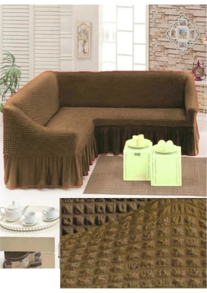 Bürümcük Köşe Koltuk, Kanepe Örtüsü, Koltuk Kılıfı, Lastikli, Etekli, L Köşe 1 Adet