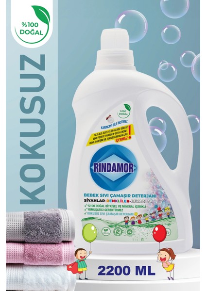 %100 Doğal Bitkisel Kokusuz Bebek Sıvı Çamaşır Deterjanı-Kendinden Yumuşatıcılı