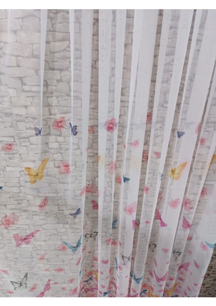 Çocuk Odası Tül Perde Kelebek Desenli 1/3 Sık Pileli Renkli Kelebek Desenleri Ile Cok Hoş Duruyor fiyatları