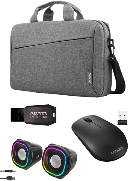 400 Kablosuz Mouse + Lenovo T210 Notebook Çanta + Adata 16GB Flash Bellek + Mikado MD-180 USB Hoparlör – 4’lü Set