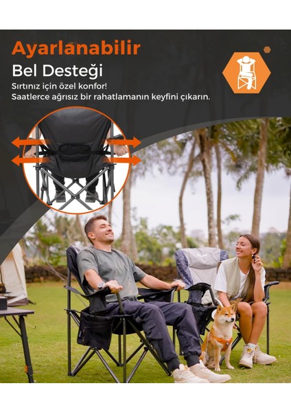 Kingcamp juniper Bel Destekli Ultra Konforlu Xl Kamp Sandalyesi Blk/grey modelleri