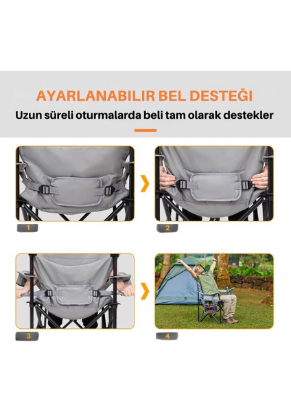 Kingcamp juniper Bel Destekli Ultra Konforlu Xl Kamp Sandalyesi Blk/grey