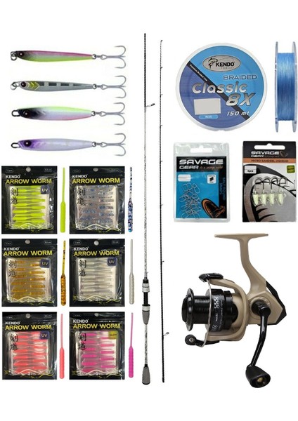 Yekoutdoor Arrow Worm Lrf Seti Kendo Kenshi Pro 2.10M 1-7 gr Olta Kamışı&okuma Outrax OR-1000SGA 1+1bb Olta Makinesi