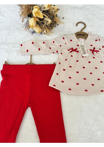 Tuem Baby %100 Pamuk Kalp Baskılı 2'li Bebek Takımı modelleri