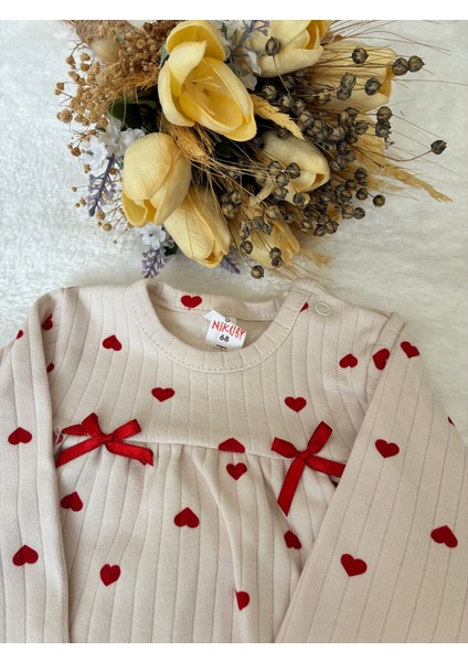 Tuem Baby %100 Pamuk Kalp Baskılı 2'li Bebek Takımı indirimleri