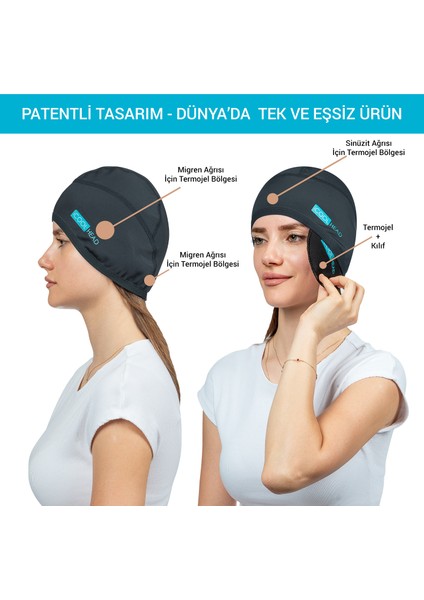 Mıgren ve Baş Agrısı Rahatlatıcı Başlık, Mıgren Başlığı, Sıcak ve Soğuk Kompres Şapka, Termojel Buz Paketi Bandaj, Baş Agrısı Için Jel Soğuk Kompres, Mıgren Bandı, Soğutma Başlığı (Açık Mavi) modelleri