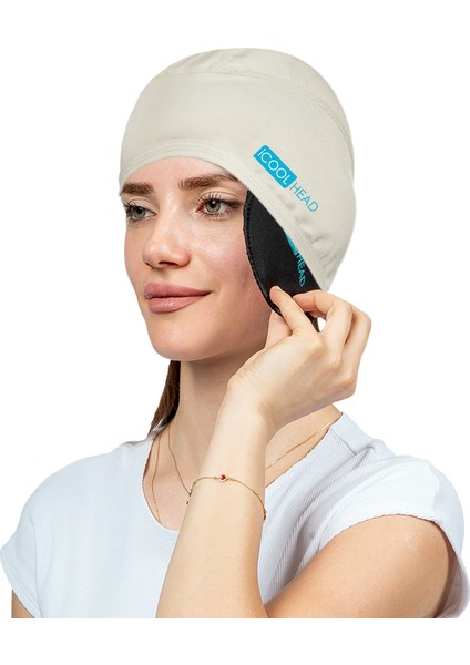 Mıgren ve Baş Agrısı Rahatlatıcı Başlık, Mıgren Başlığı, Sıcak ve Soğuk Kompres Şapka, Termojel Buz Paketi Bandaj, Baş Agrısı Için Jel Soğuk Kompres, Mıgren Bandı, Soğutma Başlığı (Ekru)