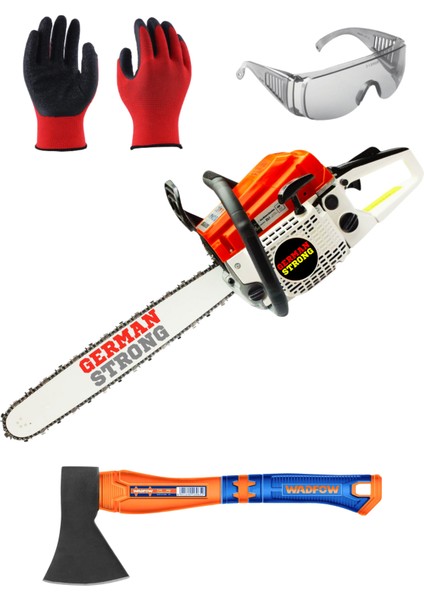 Profesyonel Alman Tasarımı Full Donanımlı Set Son Teknoloji Benzinli Motorlu Testere Bıçkı Motoru 52 cc